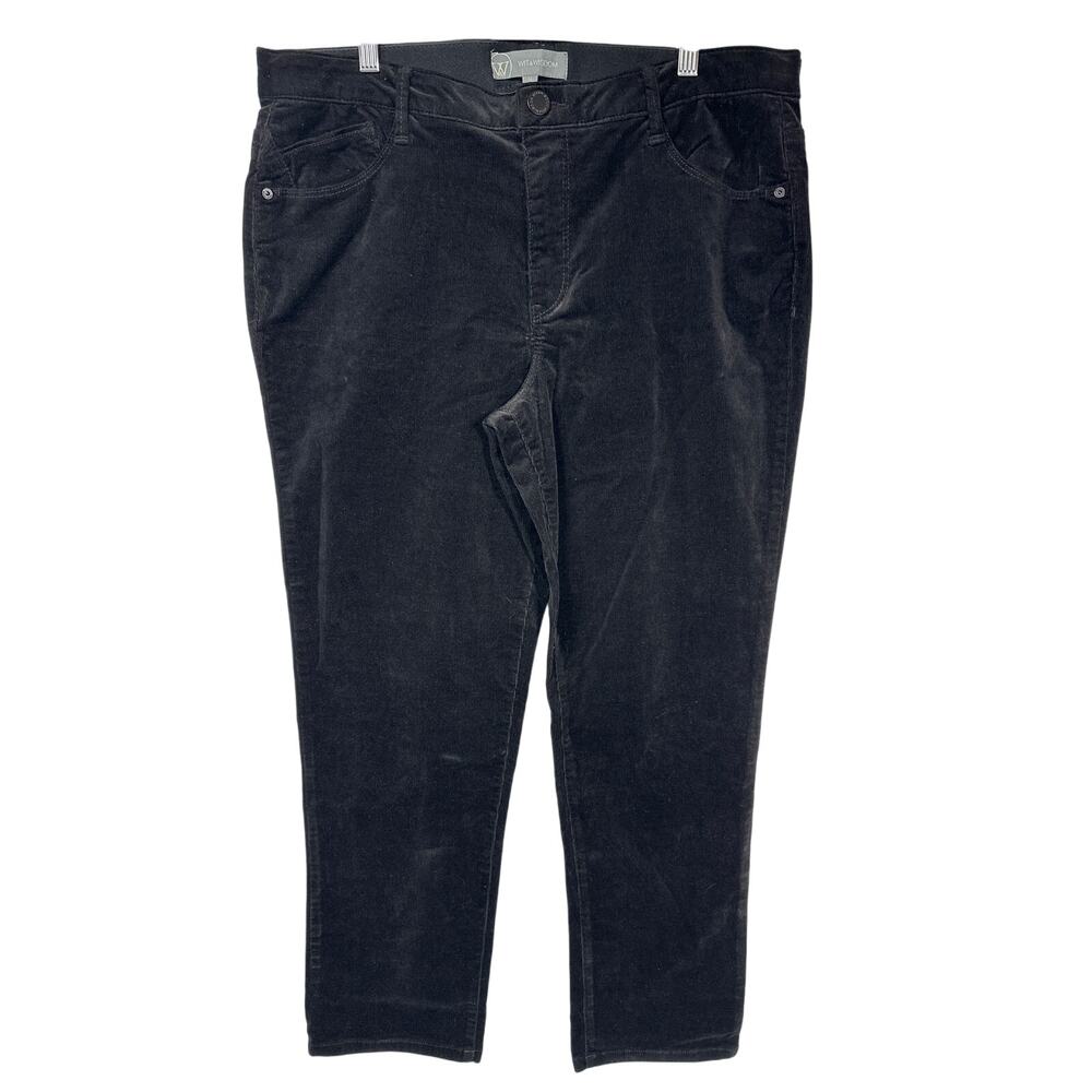 Wit & Wisdom AbSolution Corduroy Straight Leg Pants Black Size 16 High Waisted